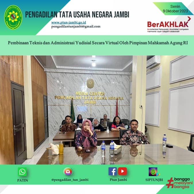 Pembinaan Bidang Teknis dan Administrasi Yudisial Secara Virtual oleh Pimpinan Mahkamah Agung RI