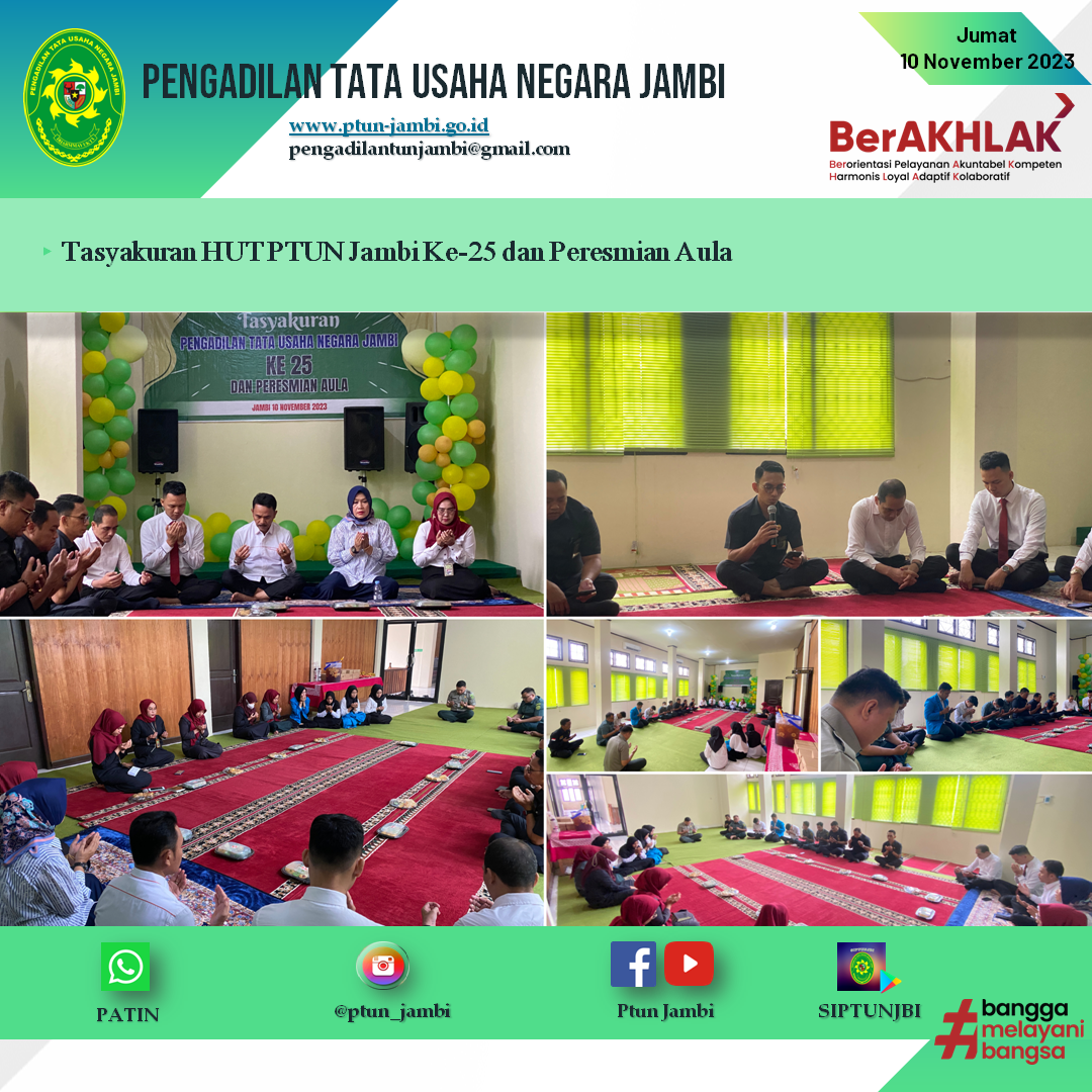 Tasyakuran HUT PTUN Jambi Ke-25 dan Peresmian Aula