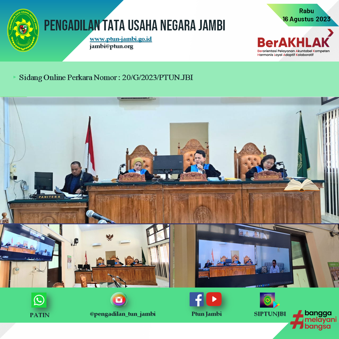 Sidang Online Perkara Nomor : 20/G/2023/PTUN.JBI
