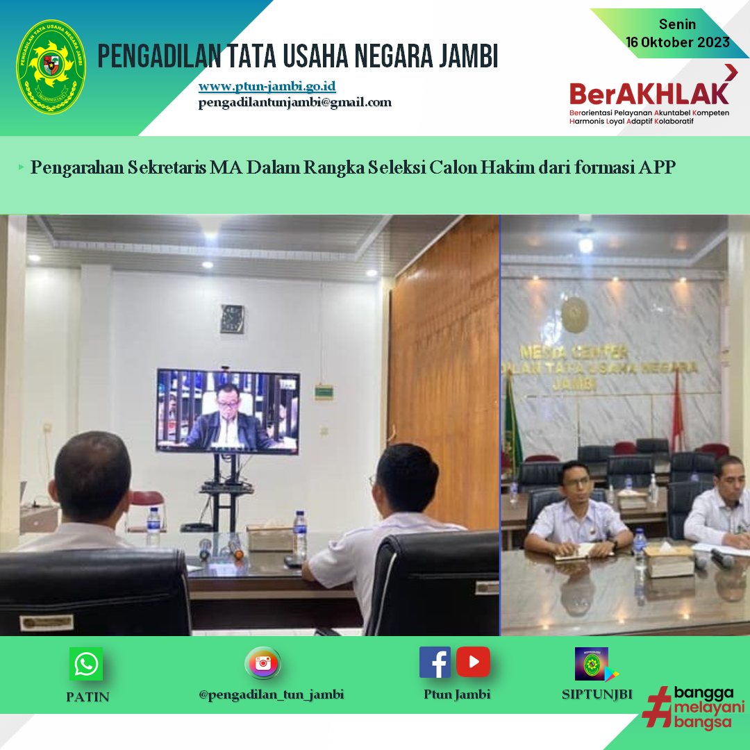 Pengarahan Sekma Dalam Rangka Seleksi Calon Hakim Dari Formasi Analis Perkara Peradilan Tahun 2021