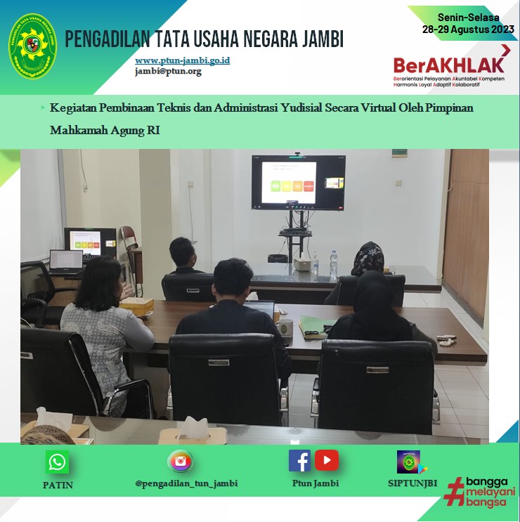Pembinaan Teknis dan Administrasi Yudisial oleh Pimpinan Mahkamah Agung RI secara daring