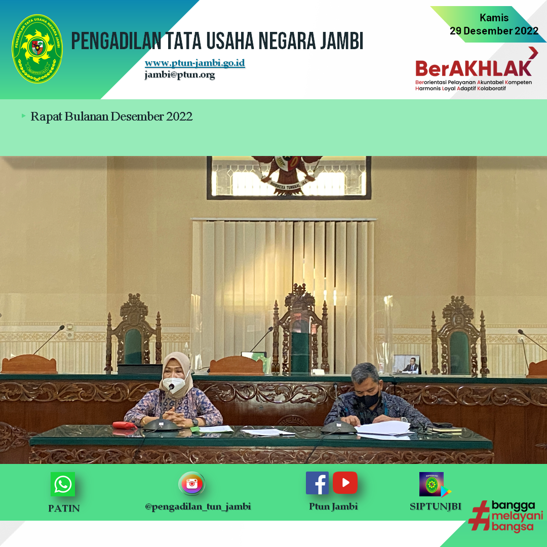 Rapat Bulanan Desember 2022 PTUN Jambi