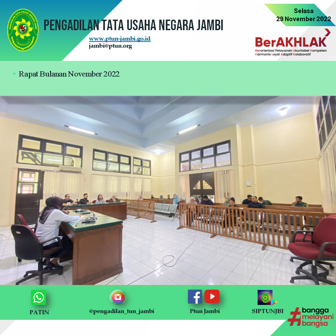 Rapat Bulanan November 2022 PTUN Jambi