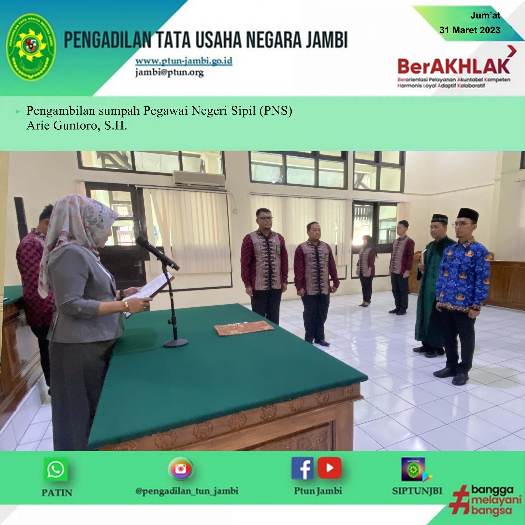 Pengambilan Sumpah dan Pelantikan PNS pada Pengadilan Tata Usaha Negara Jambi