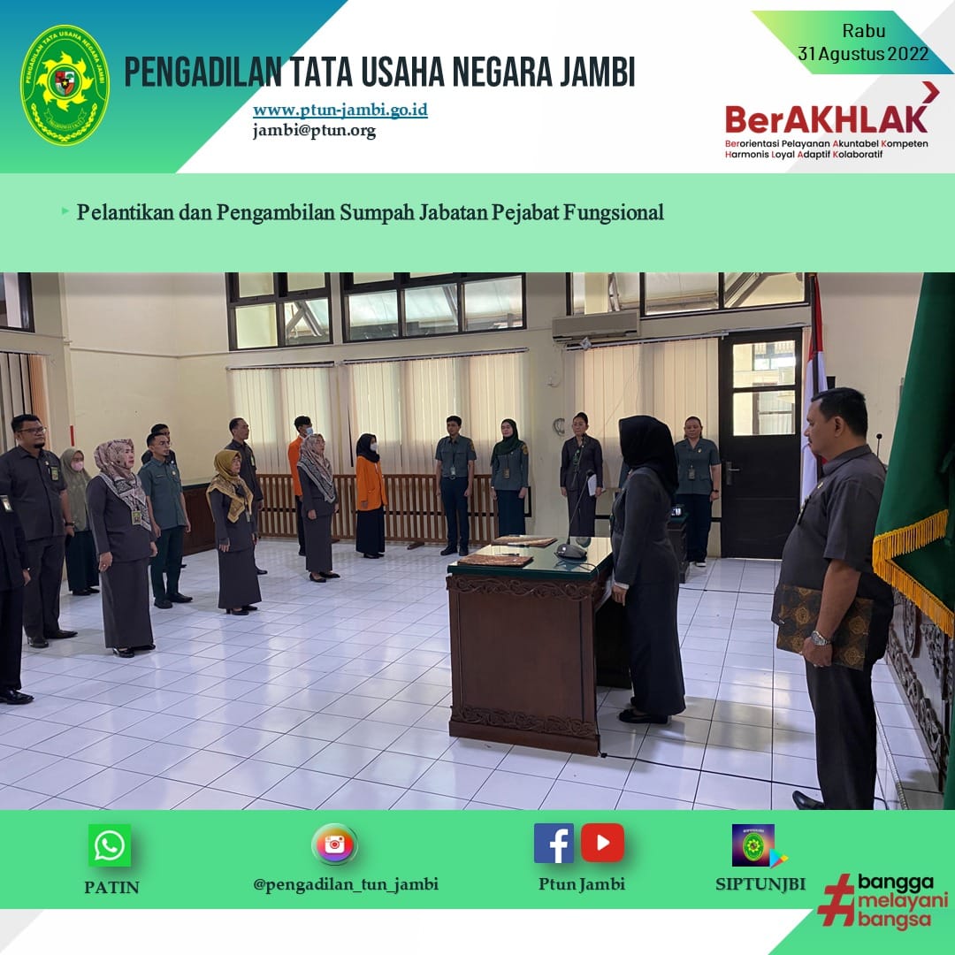 Pengambilan Sumpah Jabatan dan Pelantikan Pranata Komputer Ahli Pertama dan Arsiparis Terampil PTUN Jambi