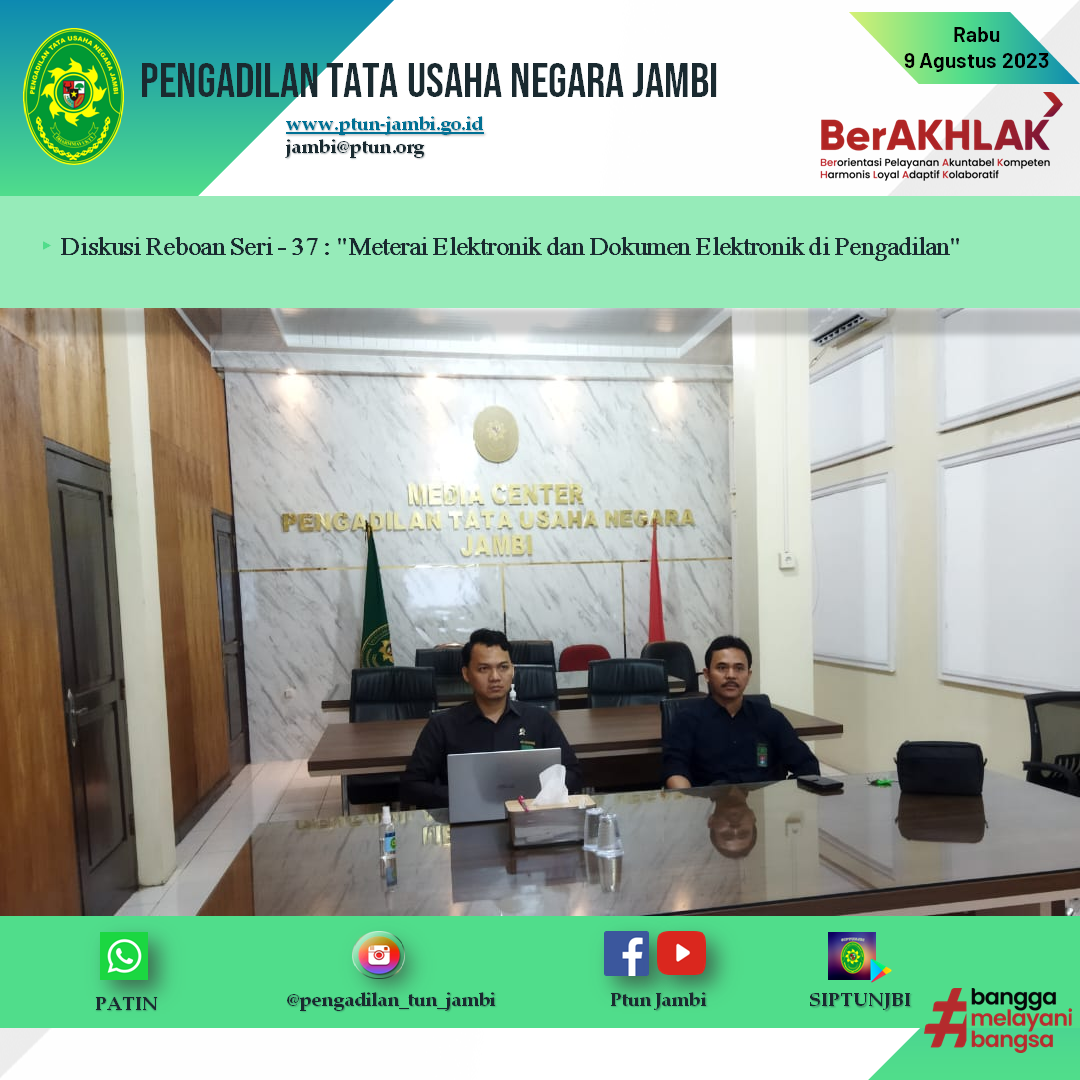 Undangan Diskusi Reboan Seri - 37  Meterai Elektronik dan Dokumen Elektronik di Pengadilan